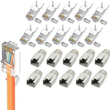 ZESTAW 10SZT WTYKI ZŁĄCZA EKRANOWANY FTP STP RJ45 kat. 6a 7