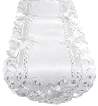 bieżnik 8810 HAFTOWANY 110x40 cm BIAŁY