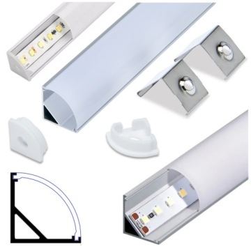 Угловой алюминиевый профиль ДЛЯ СВЕТОДИОДНЫХ ЛЕНТ 8 и 10 мм, серебристый, 2 м, комплект