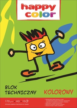 BLOK TECHNICZNY KOLOROWY HAPPY COLOR A3 10 KOLORÓW