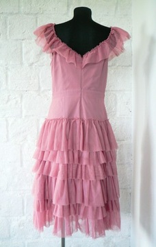 Różowa sukienka z falbanami - 38 M - Top Secret