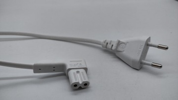 угловой силовой кабель 2 PIN восьмерка, белый, 1,9 м