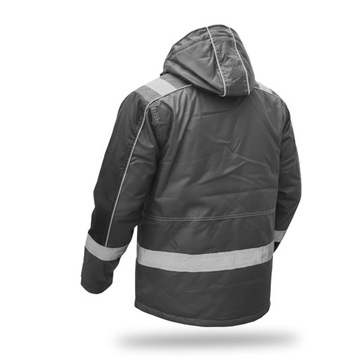 КУРТКА ЗИМНЯЯ РАБОЧАЯ МУЖСКАЯ С КАПЮШОНОМ, ВОДОНЕПРОНИЦАЕМЫЙ ОКСФОРД, СВЕТООТРАЖАЮЩАЯ СВЯЗЬ
