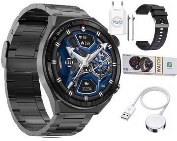 ZEGAREK SMARTWATCH MĘSKI NFC INDUKCJA ROZMOWY MENU PL 2 PASKI RNCE99 SPORT