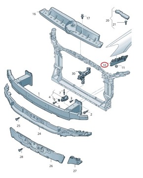 AUDI RS7 C8 2018-> VÝZTUHA NÁRAZNÍKU PRAVÝ PŘEDNÍ 4K8 ORIGINÁLNÍ