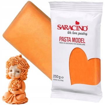 Masa Cukrowa Saracino Pomarańczowy Lukier Plastyczny do Tortów Ciast 250 g