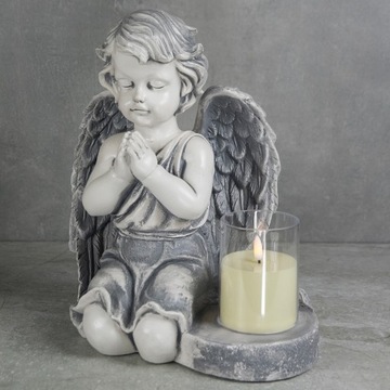 БОЛЬШАЯ СЕРАЯ СВЕЧА + СВЕЧА, ГИПСОВАЯ ФИГУРКА ГРОБНИЦЫ, СВЕТОДИОДНАЯ ЛАМПА 3XAAA