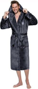 ALEX DŁUGI CIEPŁY SZLAFROK MĘSKI Z KAPTUREM M