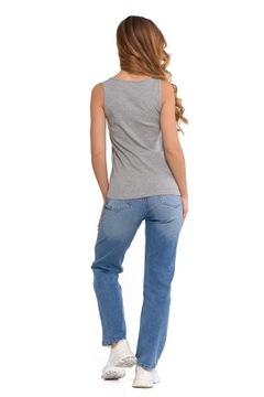 BAWEŁNIANY TOP NA RAMIĄCZKACH KOSZULKA MORAJ GŁADKA BAWEŁNIANA SZARA L