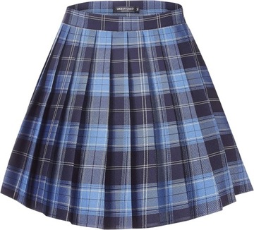 Damska spódnica mini w kratę, plisowana, 4XL