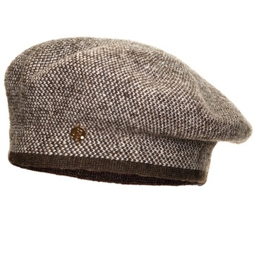 Beret damski CARMELITA Brąz/beż pepitka