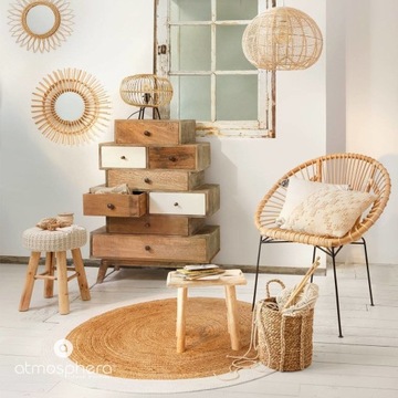 ЗЕРКАЛО СОЛНЦЕ В ПЛЕТЕННОЙ РАМКЕ Ротанг бохо 58 см