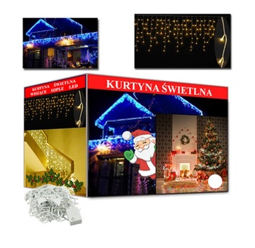 KURTYNA ŚWIETLNA SOPLE 500 LED LAMPKI BIAŁE ZIMNE