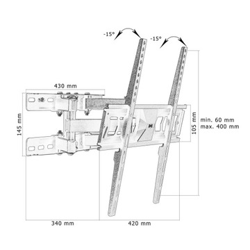 РЕГУЛИРУЕМЫЙ НАСТЕННЫЙ КРОНШТЕЙН, ПОДВЕСКА ДЛЯ ЖК-ТЕЛЕВИЗА С LED-СВЕТОДИОДОМ 32-75