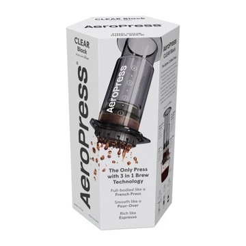 AEROPRESS CLEAR BLACK ZAPARZACZ DO KAWY CZARNY Z 100 FILTRAMI