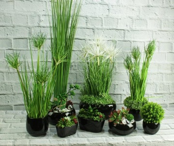 Doniczka ceramiczna osłonka czarna owal 21x10x10