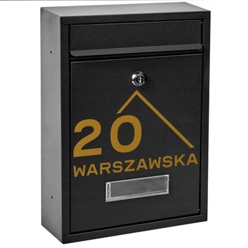 CZARNA SKRZYNKA NA LISTY POCZTĘ ZE ZŁOTYM WZOREM