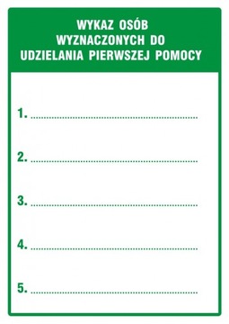 Osoby do udz pierwszej pomocy znak FOLIA 21x29,7
