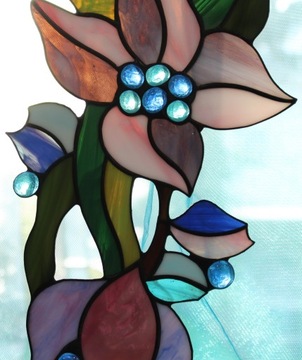 Rajski Kwiat Tiffany Witraż Fiolet II