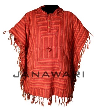 Lekkie ponczo bawełniane z Nepalu HIPPIE PONCHO