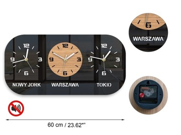 Zegar ścienny 3 STREFY CZASOWE- Deskorolka - personalizacja 60 x30 cm