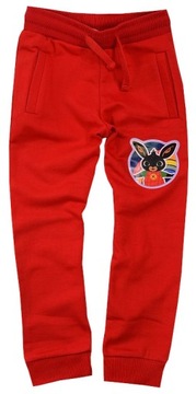 SPODNIE dresowe dresy CIEPŁE CHŁOPIĘCE BING czerwone 116 R045ź