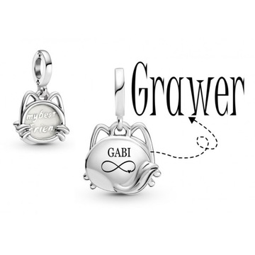 Charms zawieszka mój kotek, srebro 925 grawer grat