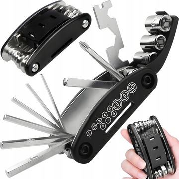 ZESTAW KLUCZY NARZĘDZI ROWEROWYCH MULTITOOL 16W1 UNIWERSALNE WIELOFUNKCYJNE