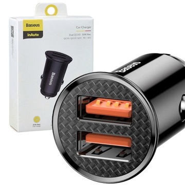 Baseus Circular, Автомобильное зарядное устройство, 30 Вт, USB-A, гнездо прикуривателя