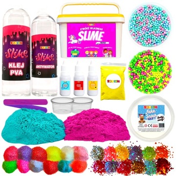 ZESTAW SLIME MEGA XXL DO ROBIENIA SLIME GLUTKÓW NA PREZENT DZIEŃ DZIECKA