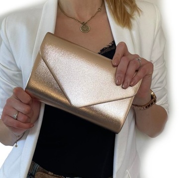 Szampańska WIECZOROWA wizytowa torebka KOPERTÓWKA SKÓRA EKO