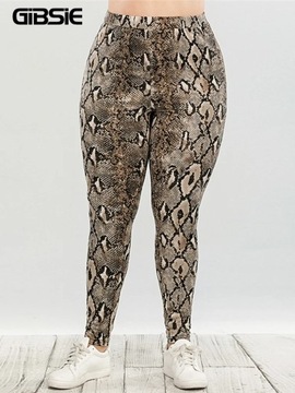 GIBSIE Plus Size Snake Print Slim Leggings Women S