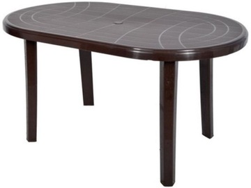 MOCNY DUŻY STÓŁ OGRODOWY PLASTIKOWY 135x80 BRĄZOWY