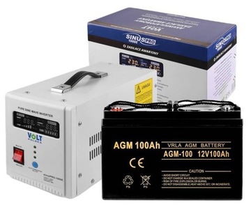 ZASILACZ AWARYJNY UPS SinusPro 1000W + AKUMULATOR AGM VRLA100Ah
