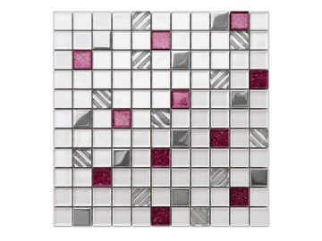 MOZAIKA SZKLANA PINK SEQUIN BIAŁA RÓŻOWA 8mm
