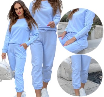 Modny kobiecy słodki komplet/dres błękitny M
