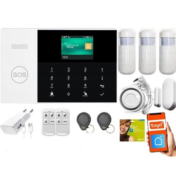 Bezprzewodowy alarm gsm WiFi POLSKI 3X PIR 1X OKNO 2X PILOT RFID SYRENA