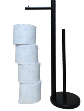 CZARNY STOJAK NA PAPIER TOALETOWY + 4 ROLKI GRATIS