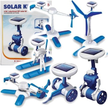 Roboty solarne 6w1 helikopter auto robot