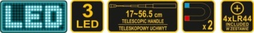 Телескопический захват-фонарь с магнитом, 3 диода.