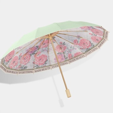 3 składany parasol przeciwsłoneczny Odporny na deszcz drewniany uchwyt