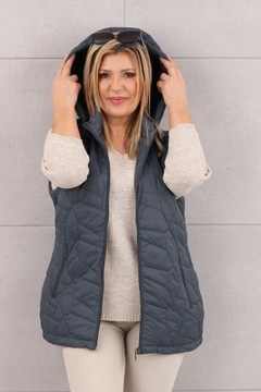 ДЛИННЫЙ СТЕГАНЫЙ ЖИЛЕТ С КАПЮШОНОМ ЖЕНСКИЙ МОДНЫЙ РУКАВ САМЫХ РАЗМЕРОВ