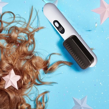 Беспроводная щетка для выпрямления волос Три режима температуры Белые волосы