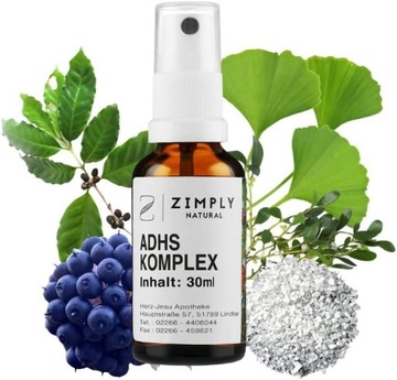 ZIMPLY NATURAL Kompleksowy spray ADHD, 30ml