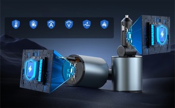 БЫСТРОЕ АВТОМОБИЛЬНОЕ ЗАРЯДНОЕ УСТРОЙСТВО 4В1 120ВТ С МУТНЫМ КАБЕЛЕМ TYPE-C+LIGHTNING 2.4A