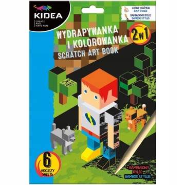 WYDRAPYWANKA KOLOROWANKA GRA 6 arkuszy + RYSIK MINECRAFT PIKSELE