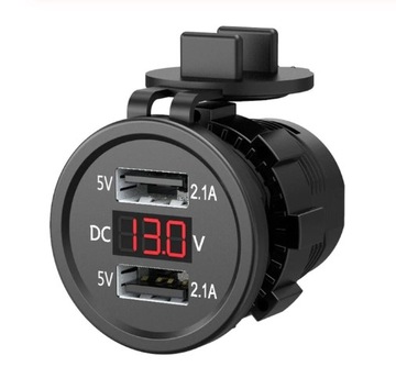 ŁADOWARKA SAMOCHODOWA USB 4.2A Z WOLTOMIERZEM RED