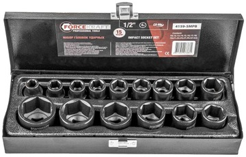 НАБОР УДАРНЫХ ГОЛОВОК В КАССЕТЕ, 15 ЭЛЕМЕНТОВ 1/2