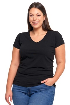 CZARNA KOSZULKA DAMSKA Z KRÓTKIM RĘKAWEM T-SHIRT W SEREK MORAJ XXXL