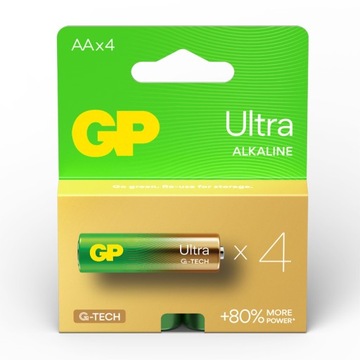 Najnowsze baterie GP ULTRA ALKALINE LR06 AA 1,5V - 4 szt. G-tech